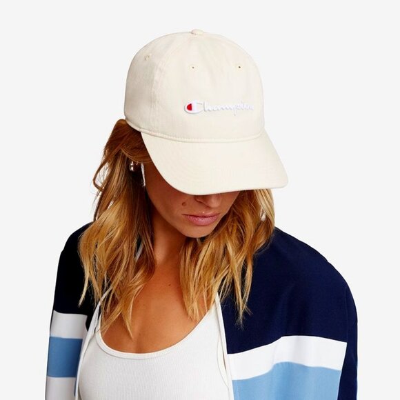 Champion Running Cap Hat Adult Unisex Adjustable One Size Cream Cotton NWT - Picture 3 of 5